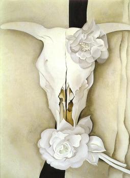 Georgia O Keeffe : Cows Skull with Calico Roses